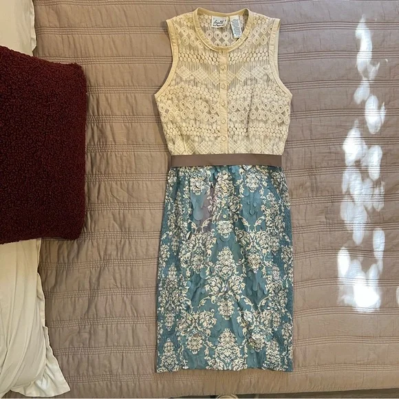 Byron Lars Cream Lace Fleur-De-Lys Sheath - Picture 3 of 7